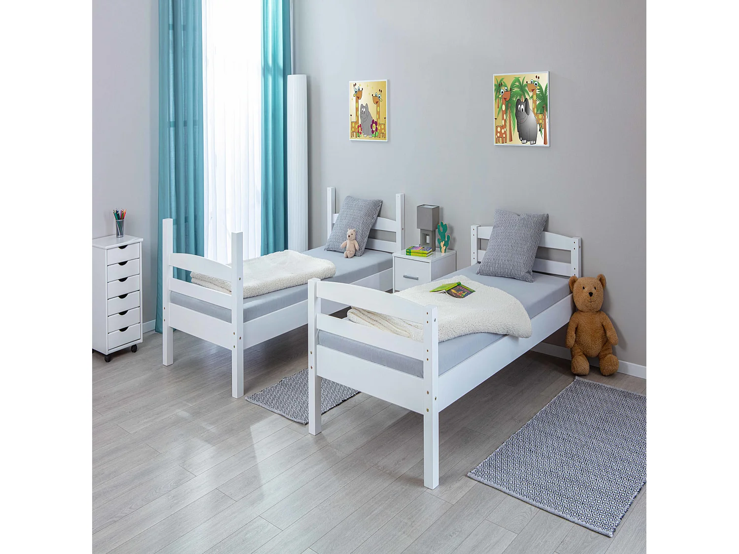 Lit superposé séparable en bois massif blanc laqué 90x200 - LT12018