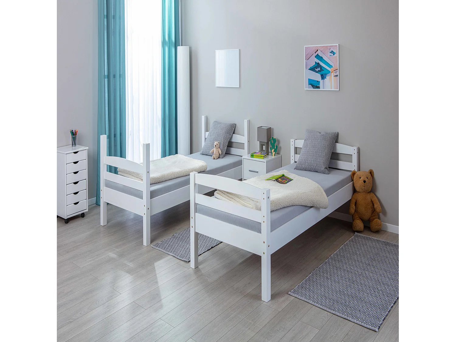 Lit superposé séparable en bois massif blanc laqué 90x200 - LT12018