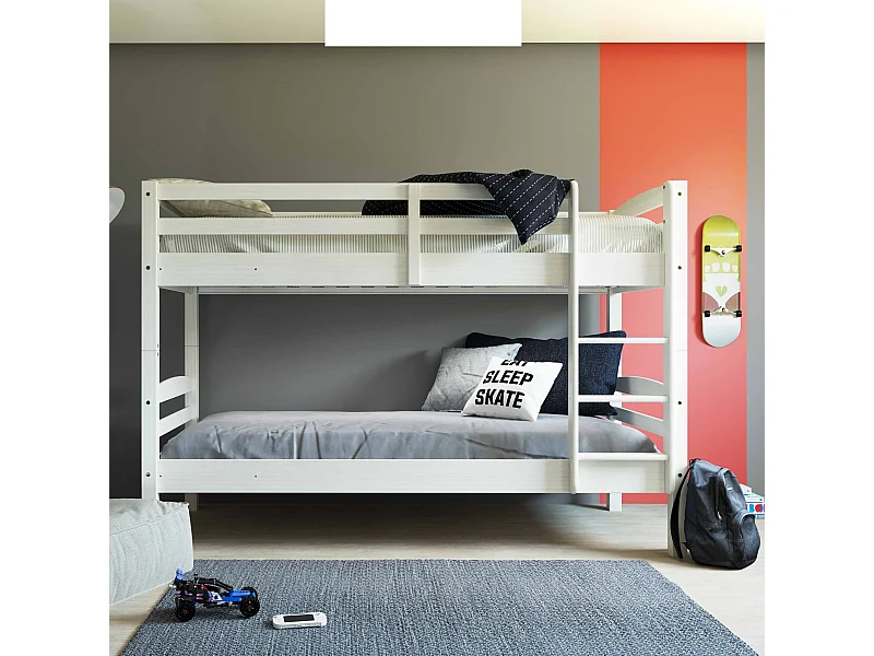 Lit superposé séparable en bois massif blanc laqué 90x200 - LT12018