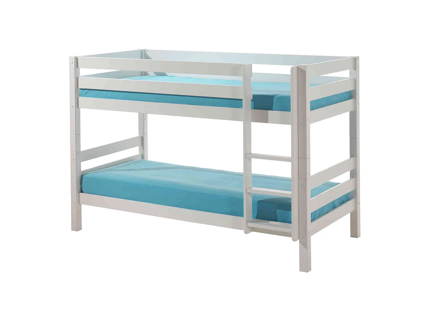 Lit superposé enfant en bois massif blanc 90x200 cm - LT2041