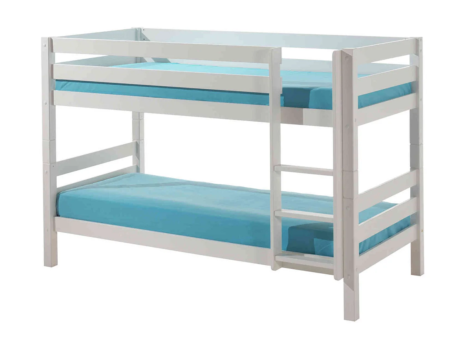 Lit superposé enfant en bois massif blanc 90x200 cm - LT2041