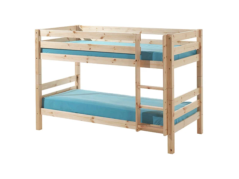 Lit superposé enfant en bois massif naturel 90x200 cm - LT2041