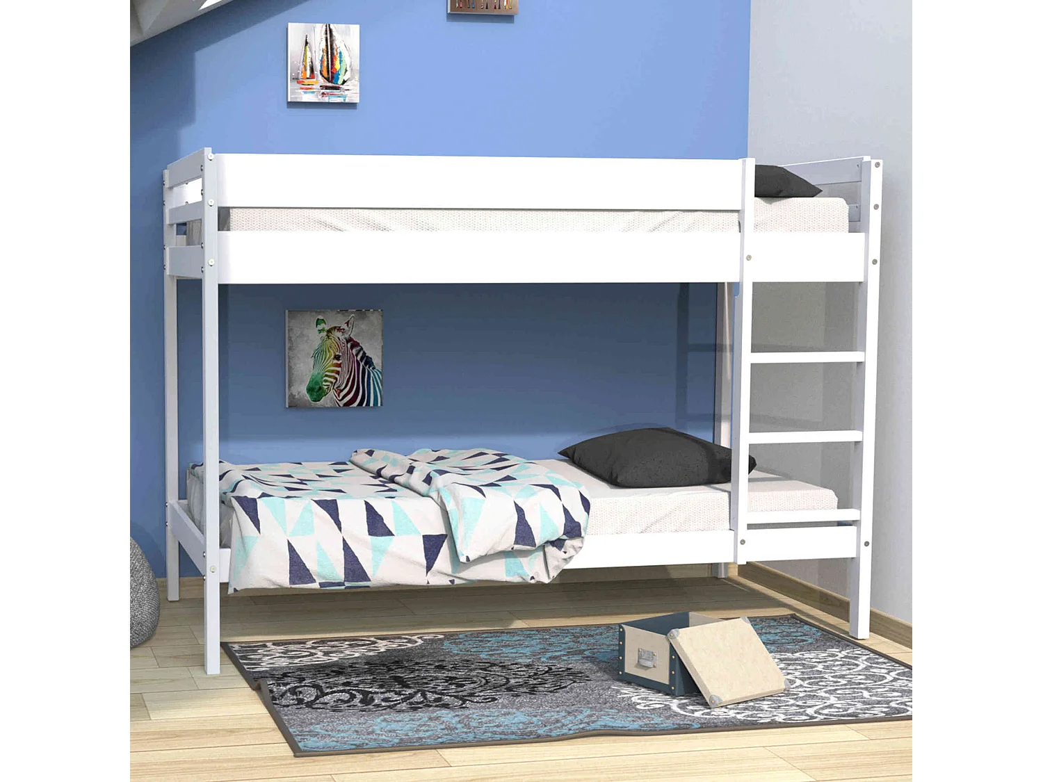 Lit superposé en bois 90x190 blanc - LT14040