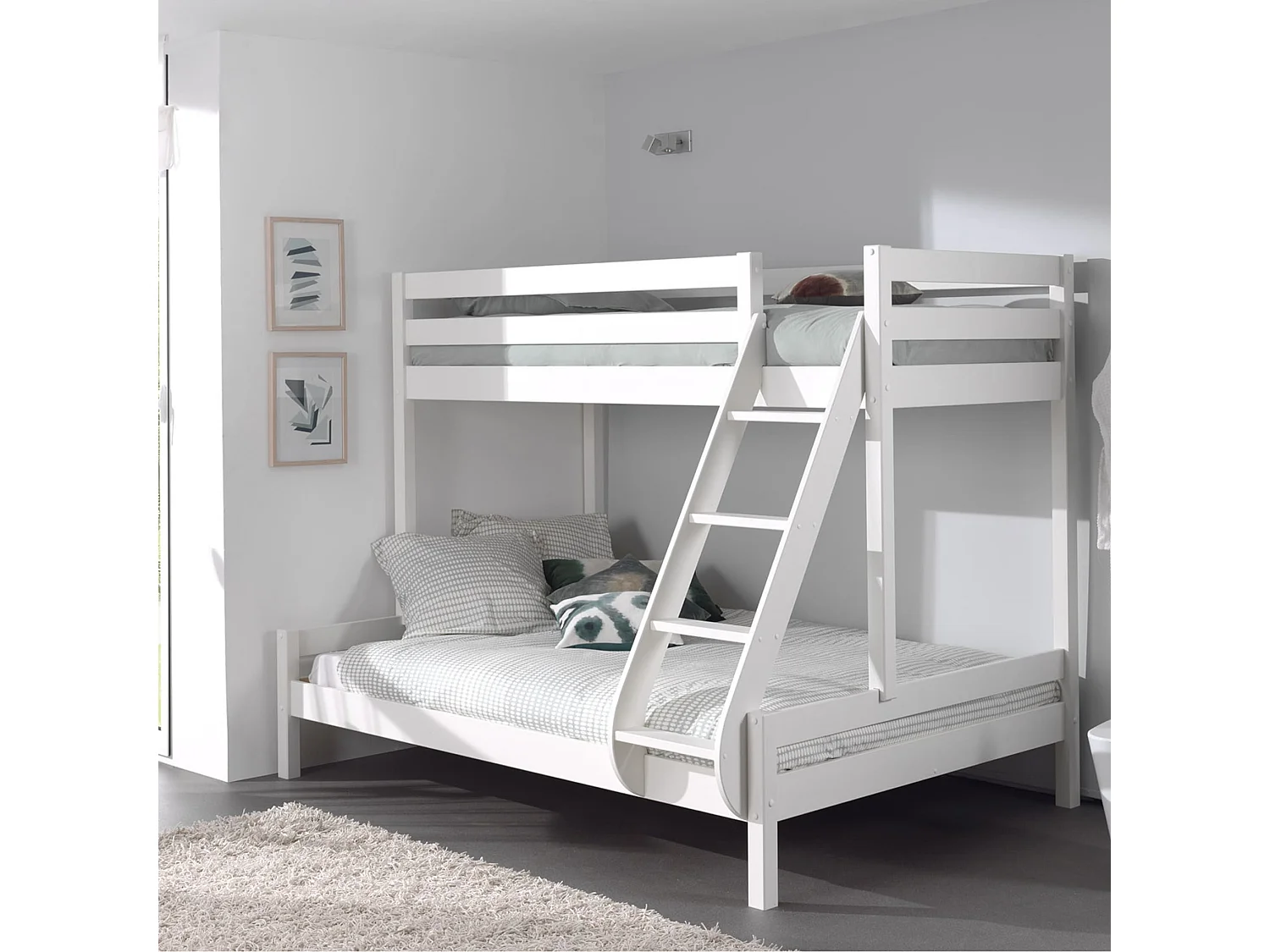 Lit superposé en pin massif blanc