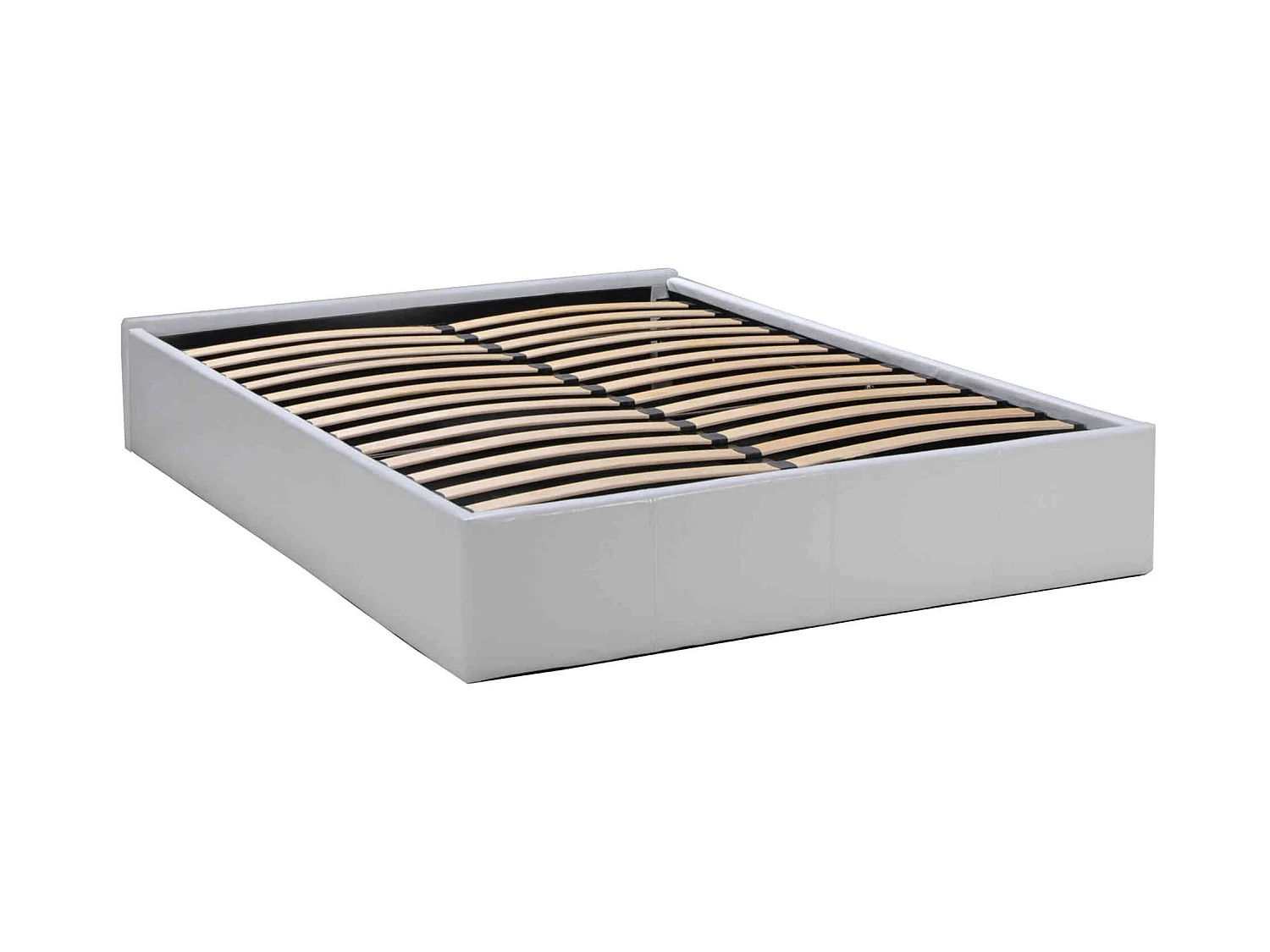 Lit coffre en métal avec revêtement simili cuir blanc 160x200 - LT14021