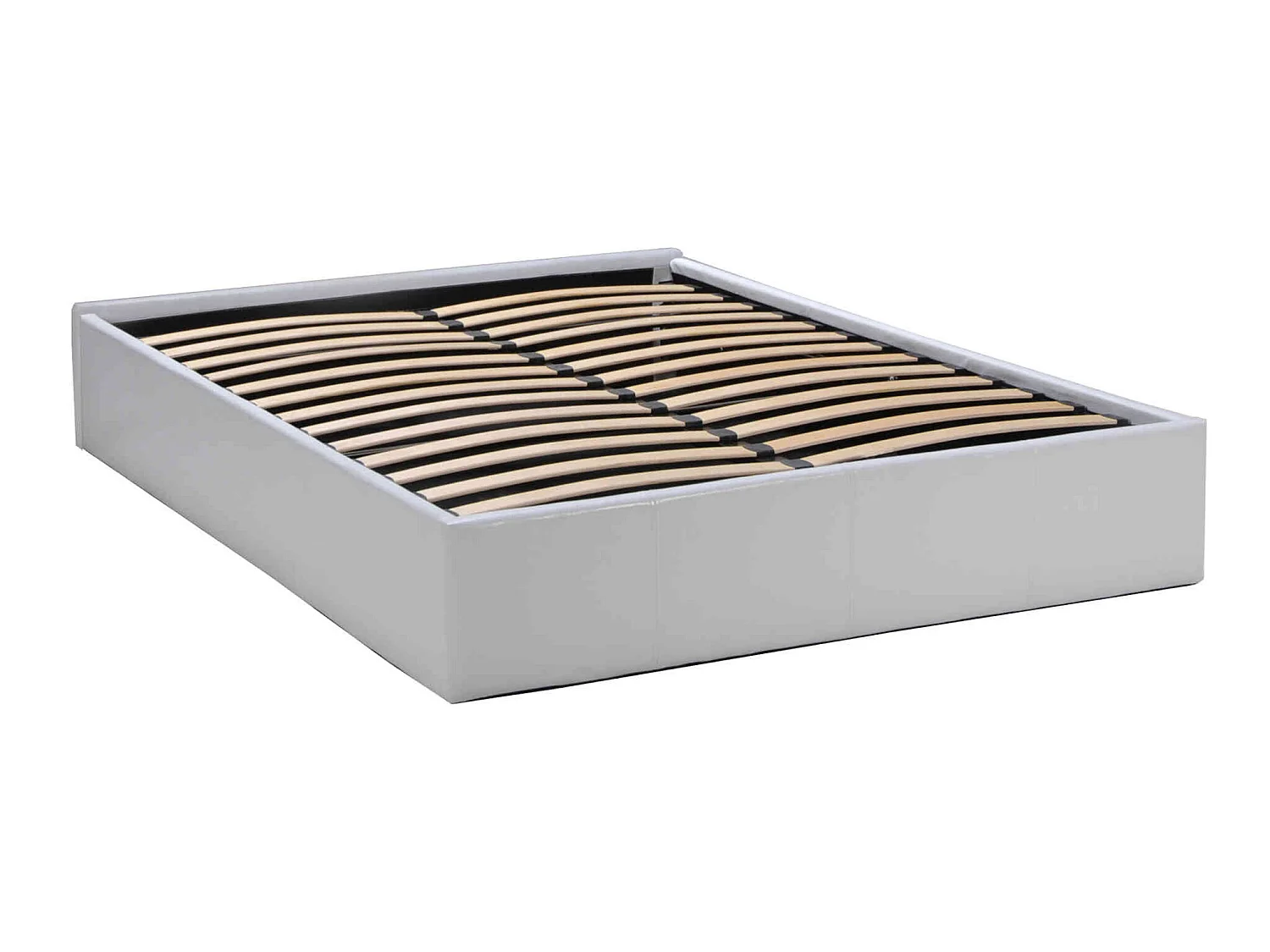 Lit coffre en métal avec revêtement simili cuir blanc 160x200 - LT14021