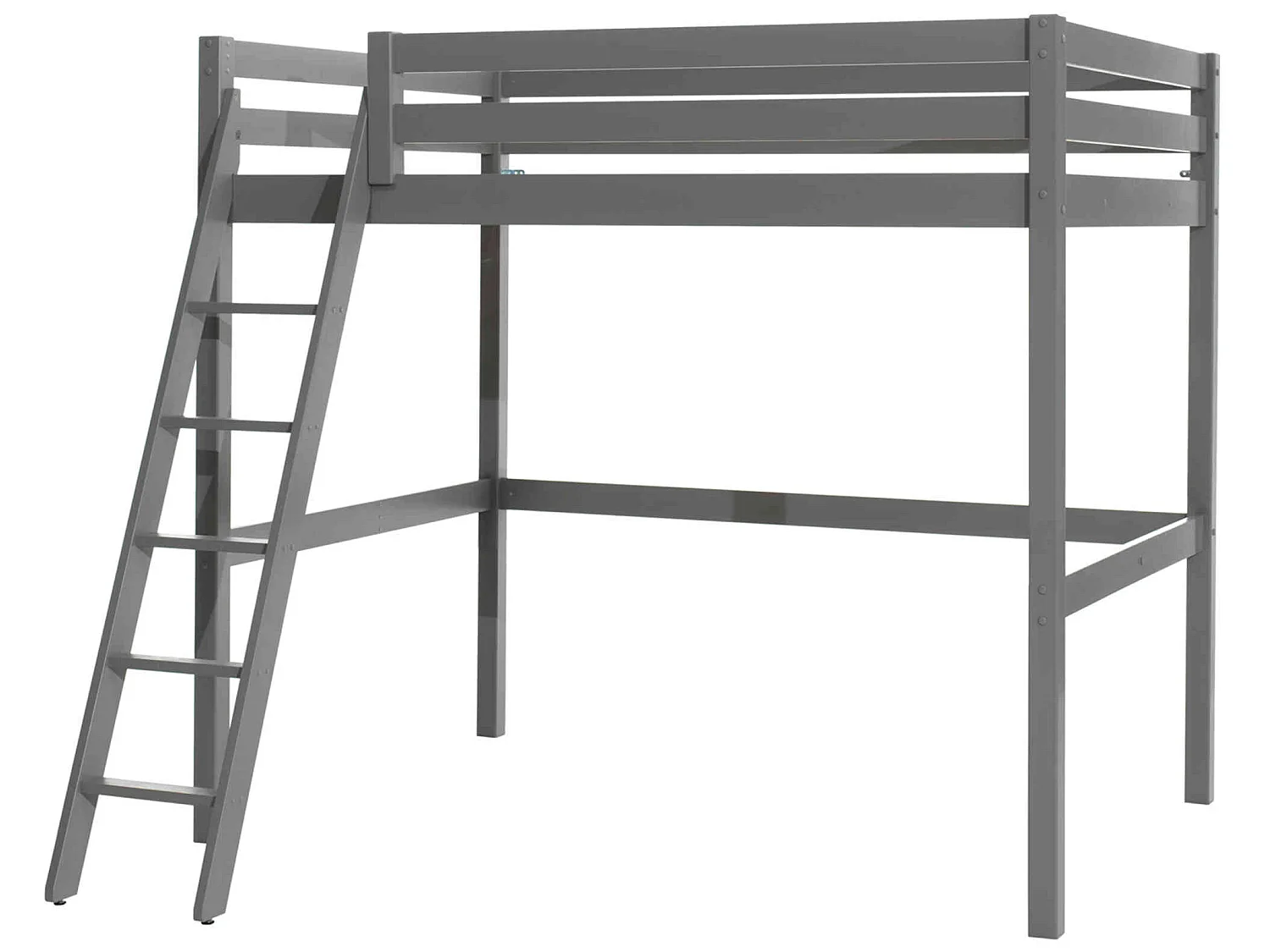 Lit mezzanine enfant en bois massif gris 140x200 cm - LT2044