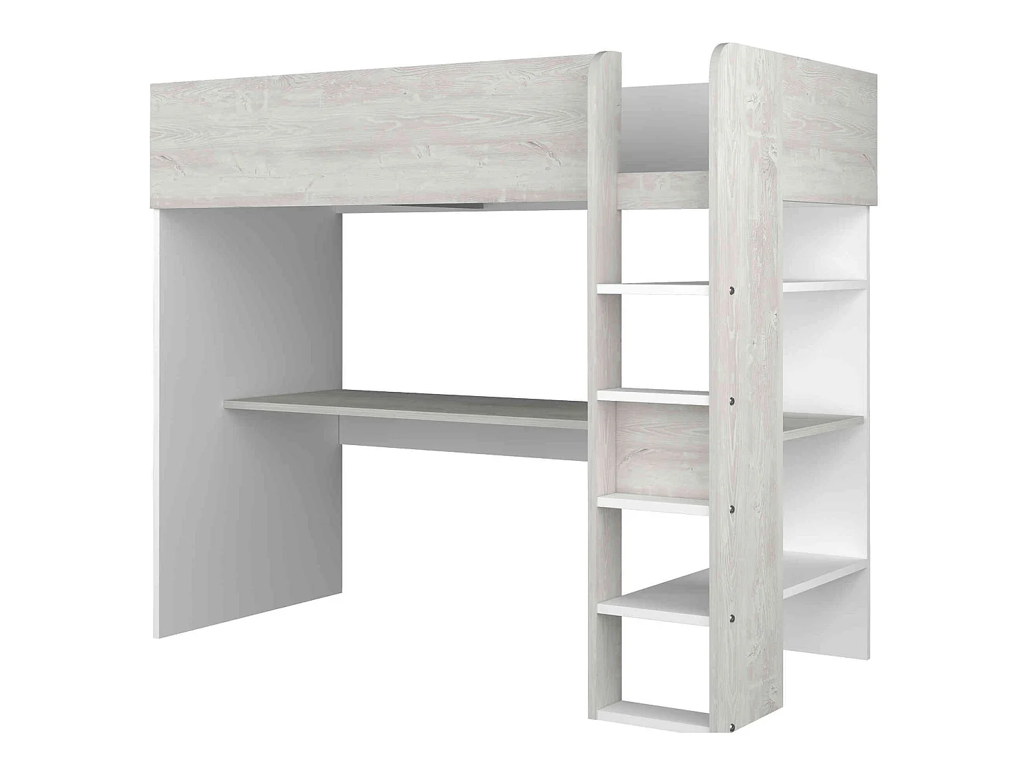 Lit enfant mezzanine 90x200 en bois gris - LT9013