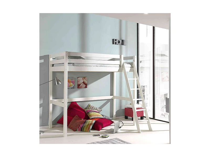 Lit Mezzanine Blanc Laqué 140x200 - Terre de Nuit