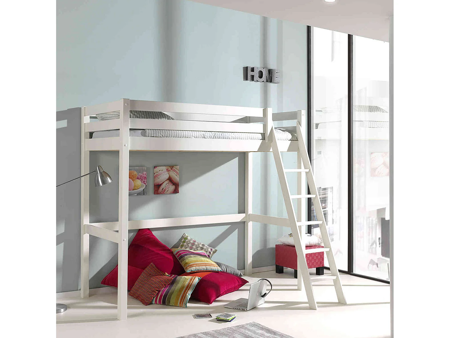 Lit Mezzanine Blanc Laqué 140x200 - Terre de Nuit