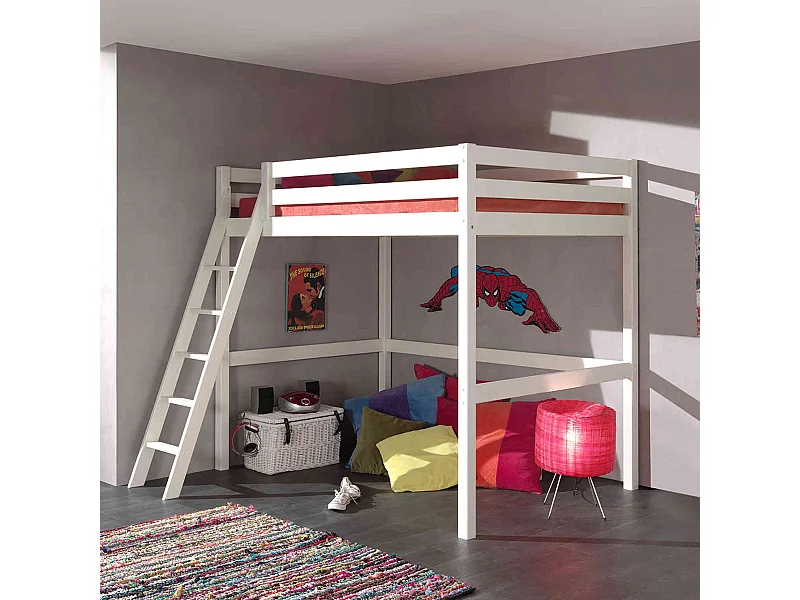 Lit Mezzanine Blanc Laqué 140x200 - Terre de Nuit