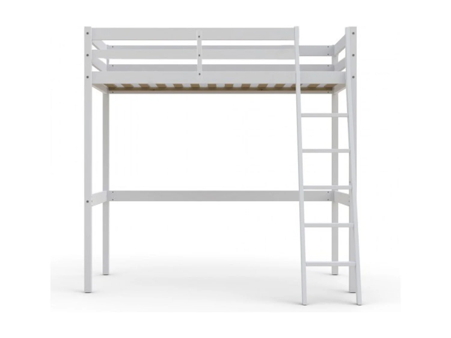 Lit mezzanine en bois massif blanc 90x190 - LT14036