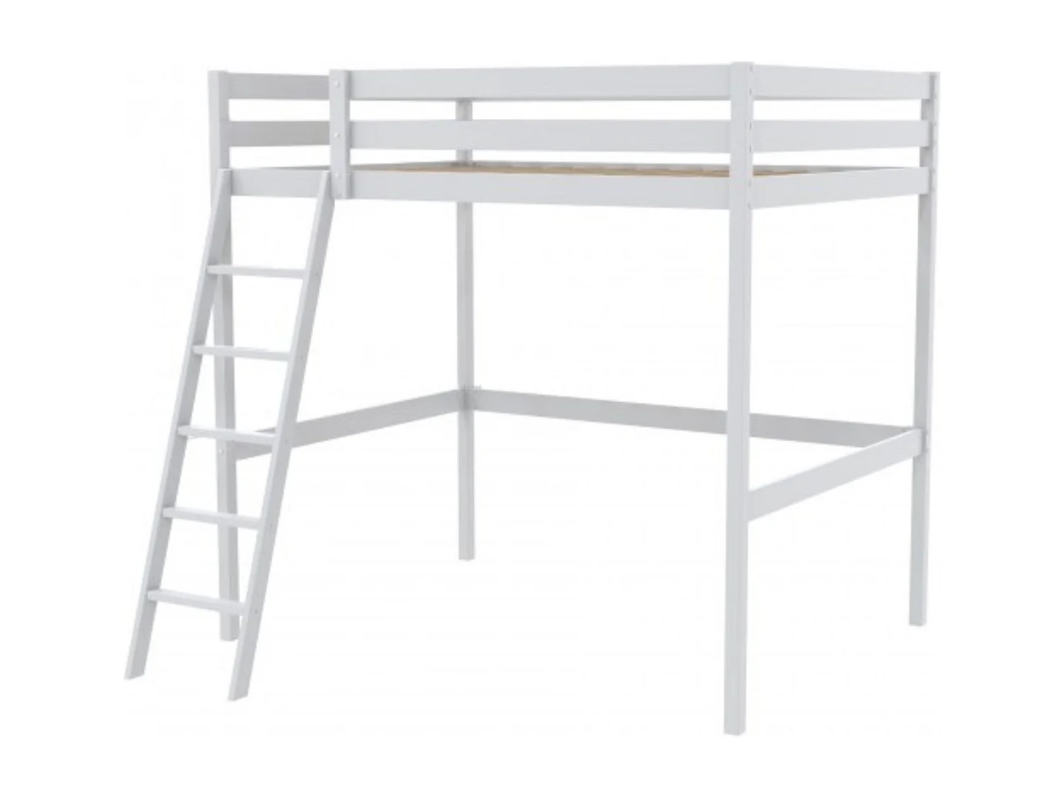 Lit mezzanine en bois massif blanc 90x190 - LT14036