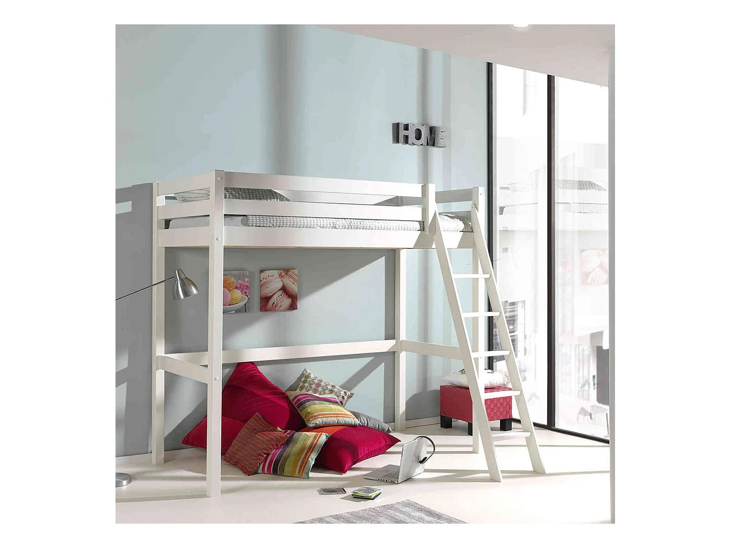 Lit Mezzanine Blanc Laqué 90x200 - Terre de Nuit