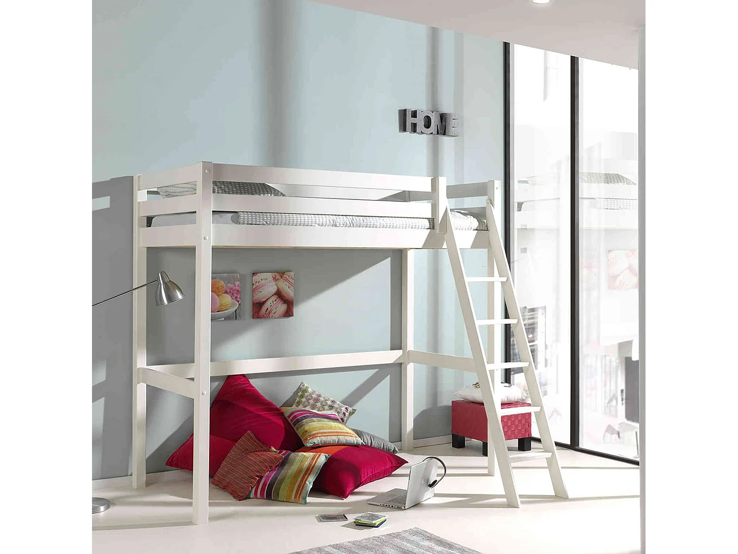 Lit Mezzanine Blanc Laqué 90x200 - Terre de Nuit