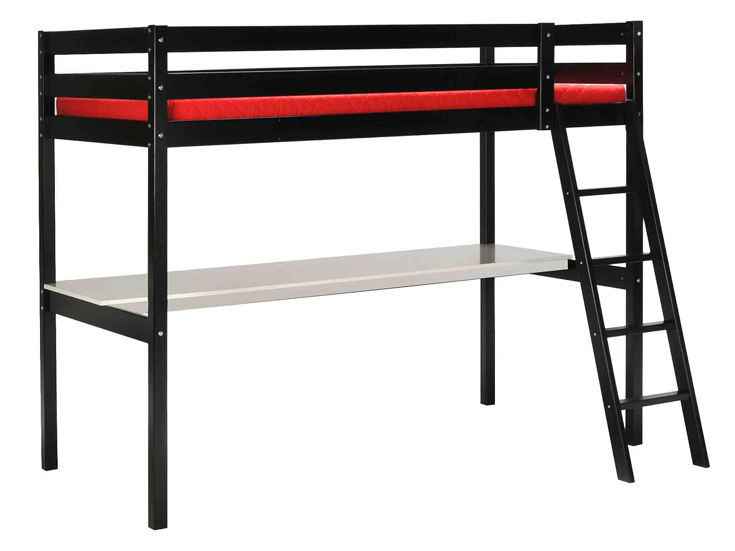 Lit mezzanine avec bureau en bois noir 90x190 - LT14038