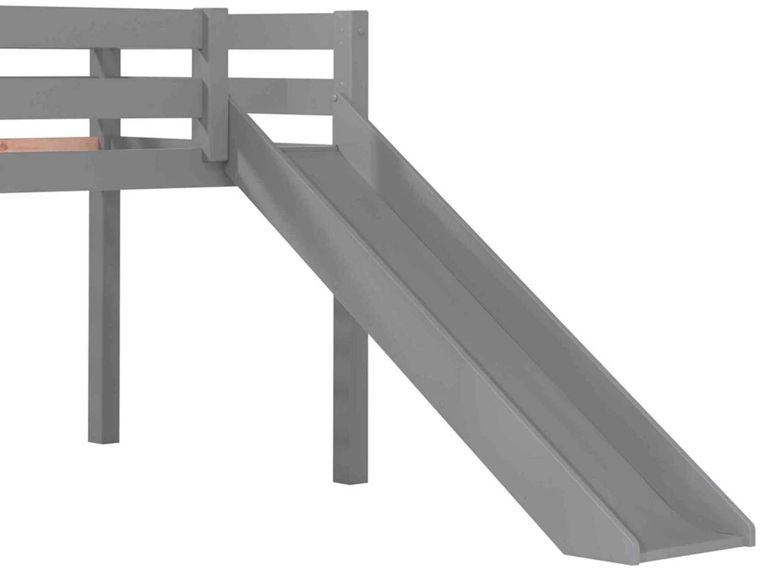 Lit mezzanine enfant avec toboggan en bois massif gris 90x200 cm - LT2040