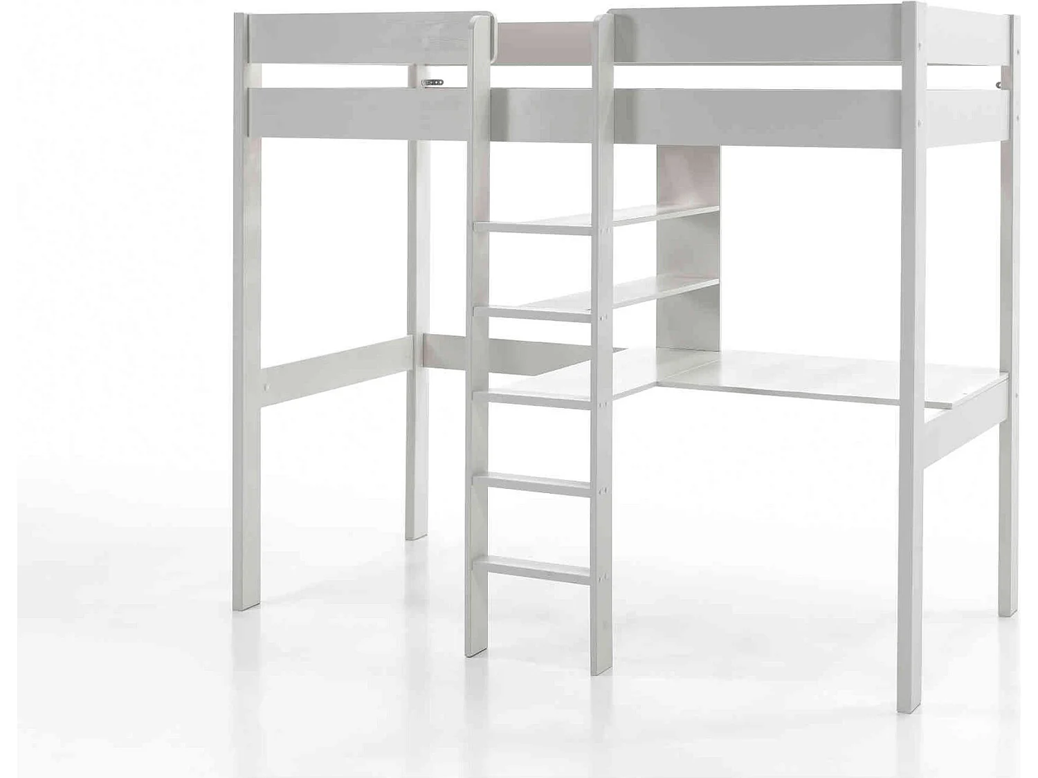 Lit Mezzanine Blanc 90x200 avec échelle centrale - Terre de Nuit