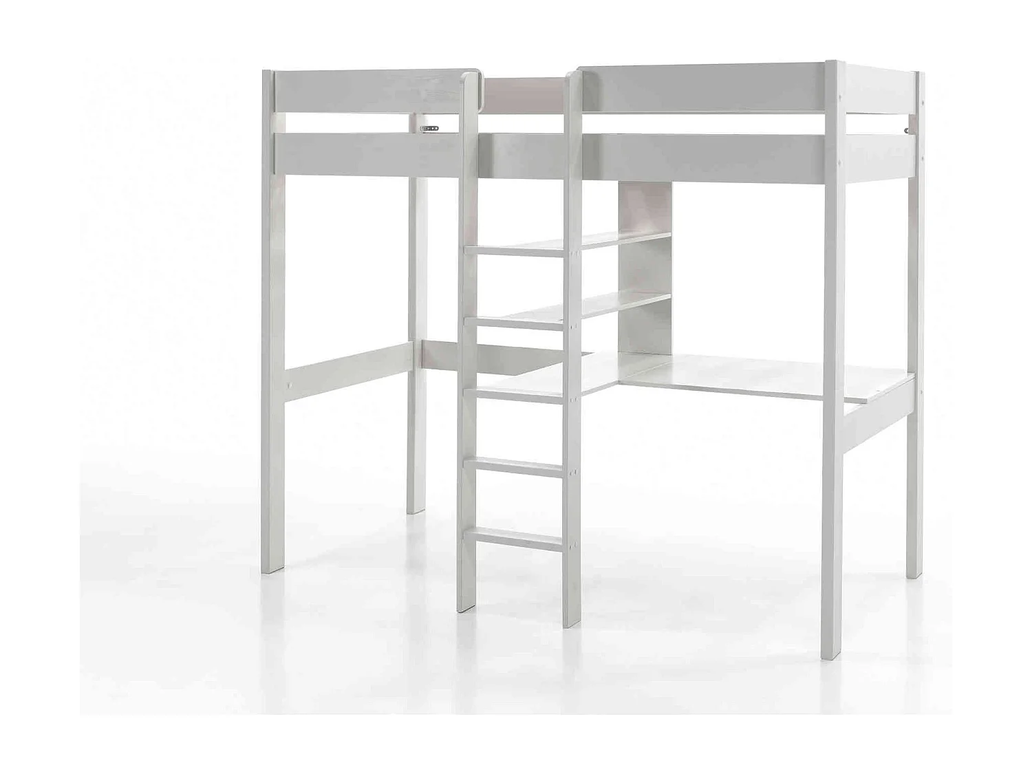 Lit Mezzanine Blanc 90x200 avec échelle centrale - Terre de Nuit