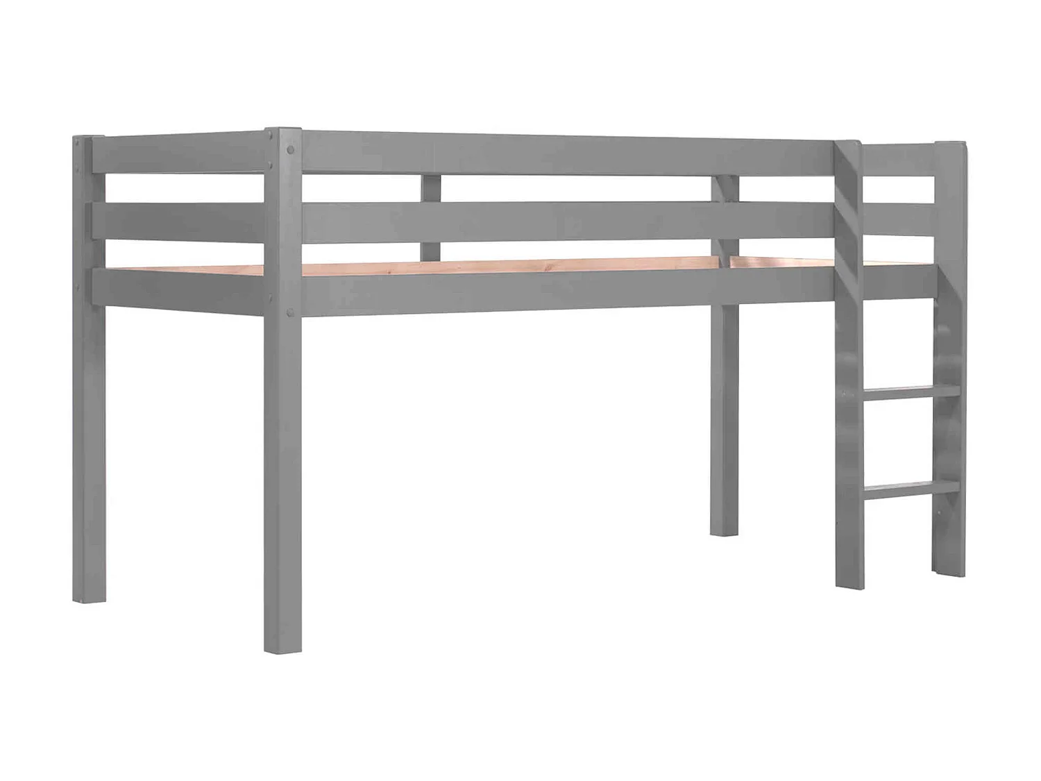 Lit mezzanine enfant en bois massif gris 90x20 cm - LT2039