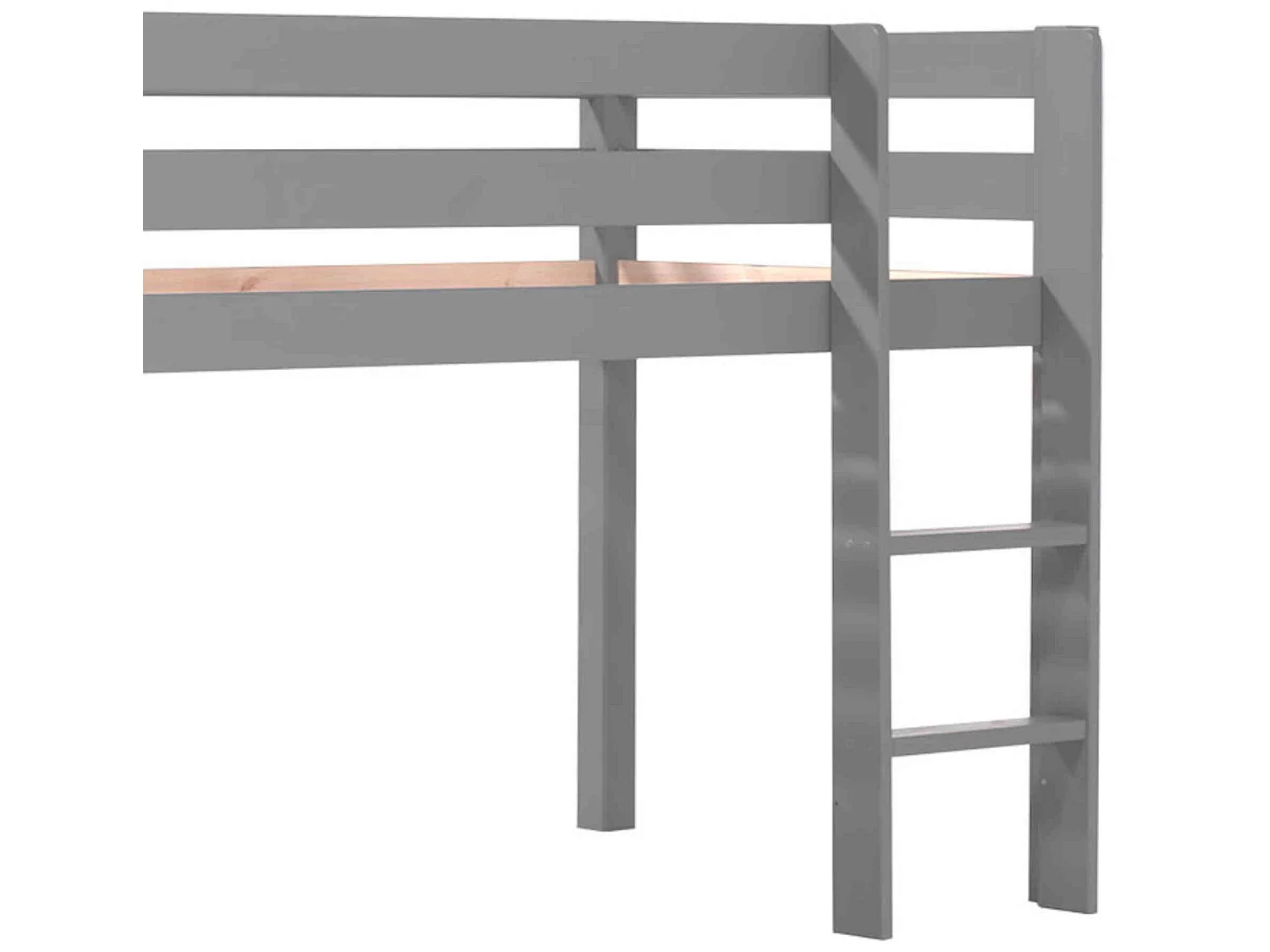Lit mezzanine enfant en bois massif gris 90x20 cm - LT2039