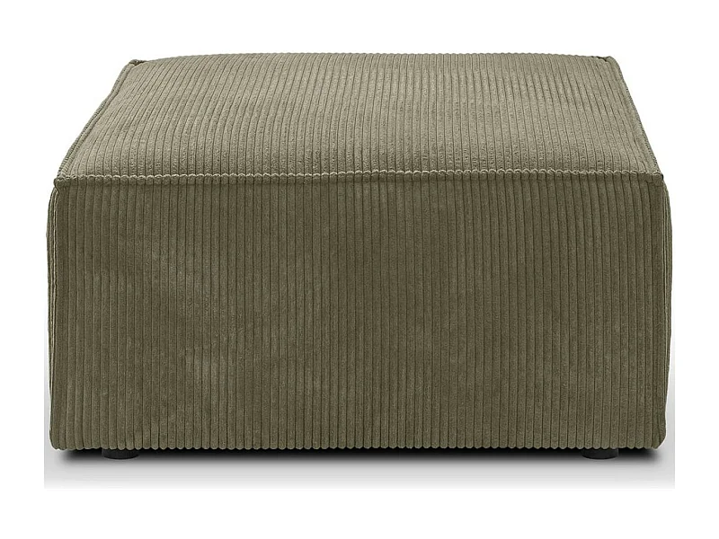 Pouf en velours côtelé vert kaki - Harper