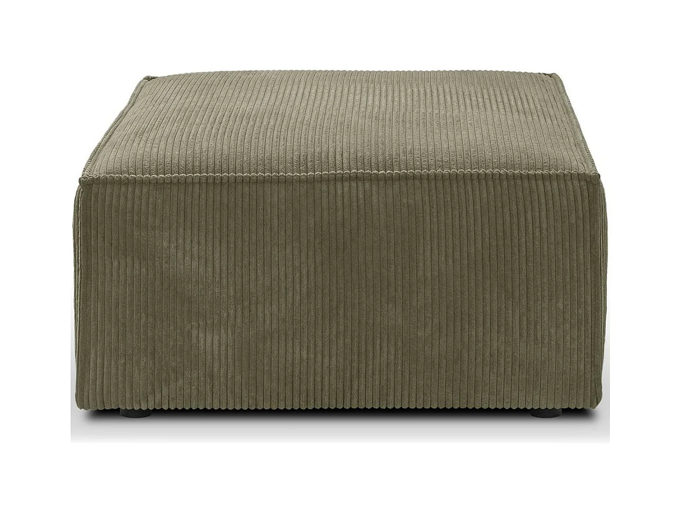 Pouf en velours côtelé vert kaki - Harper