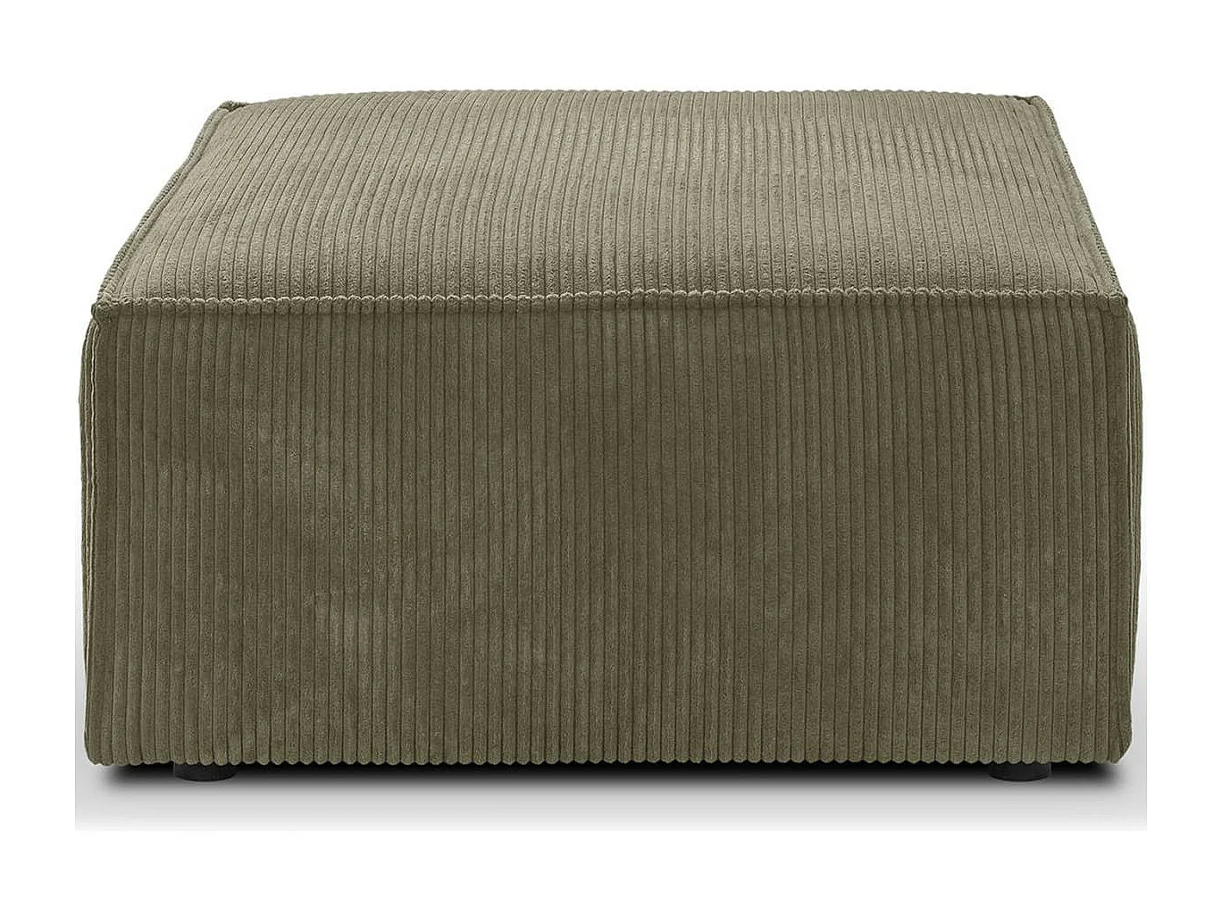 Pouf en velours côtelé vert kaki - Harper