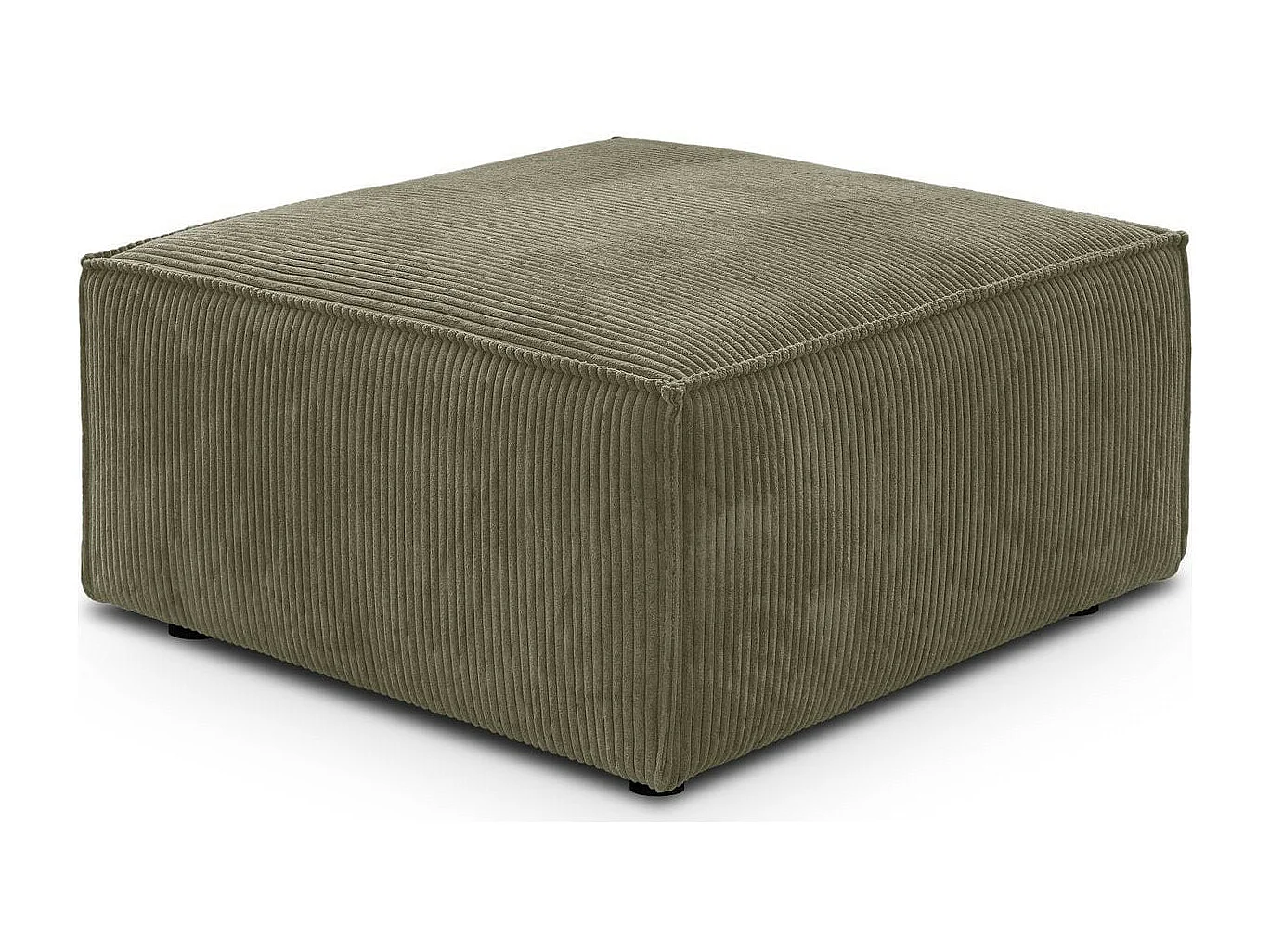 Pouf en velours côtelé vert kaki - Harper