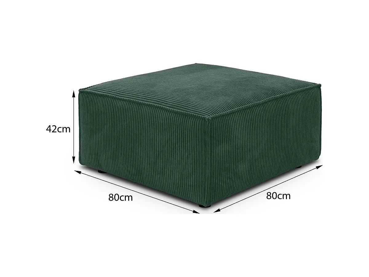 Pouf en velours côtelé vert forêt - Harper