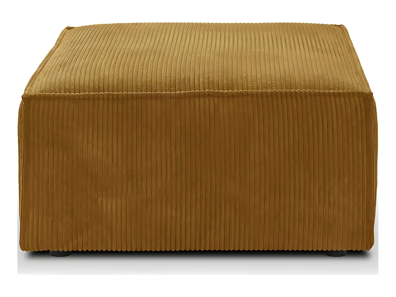 Pouf en velours côtelé jaune moutarde - Harper