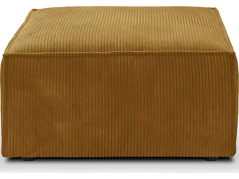 Pouf en velours côtelé jaune moutarde - Harper