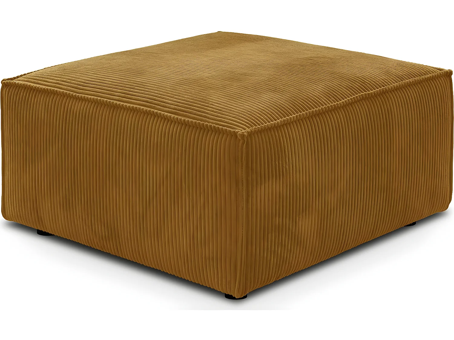 Pouf en velours côtelé jaune moutarde - Livia