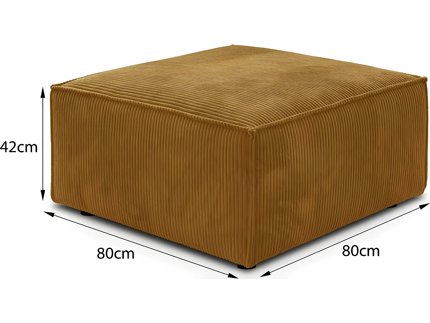 Pouf en velours côtelé jaune moutarde - Livia