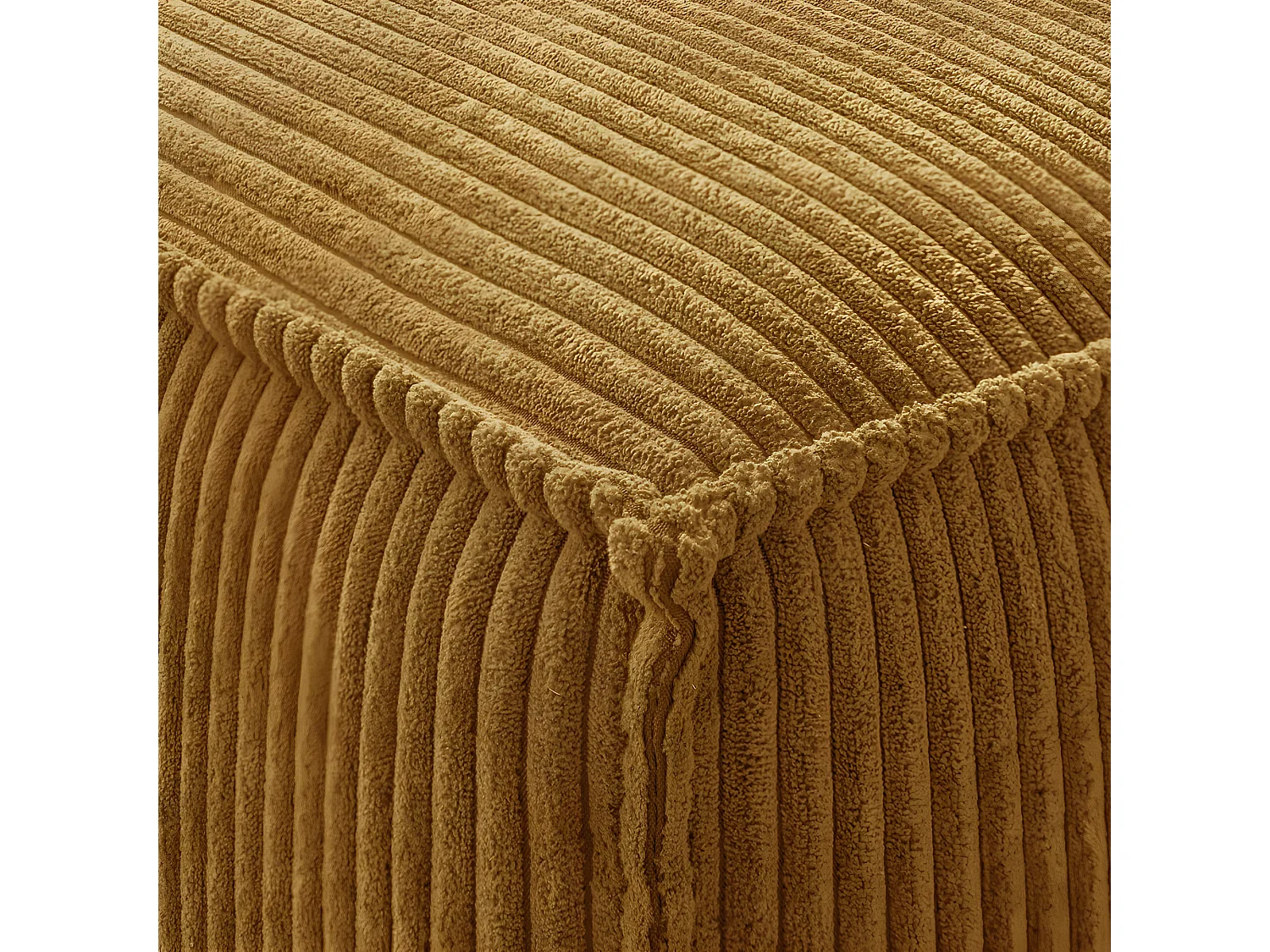 Pouf en velours côtelé jaune moutarde - Livia