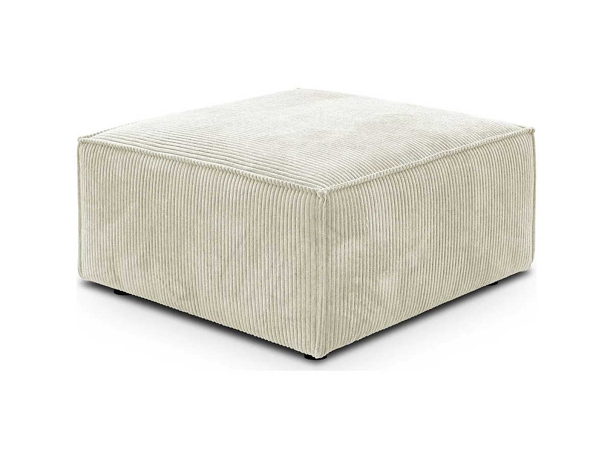 Pouf en velours côtelé beige - Harper