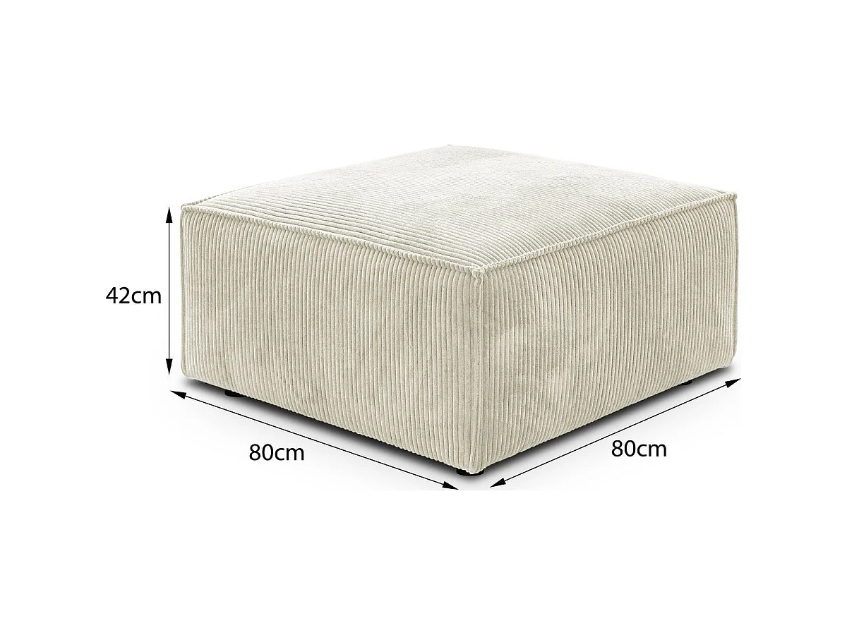 Pouf en velours côtelé beige - Harper