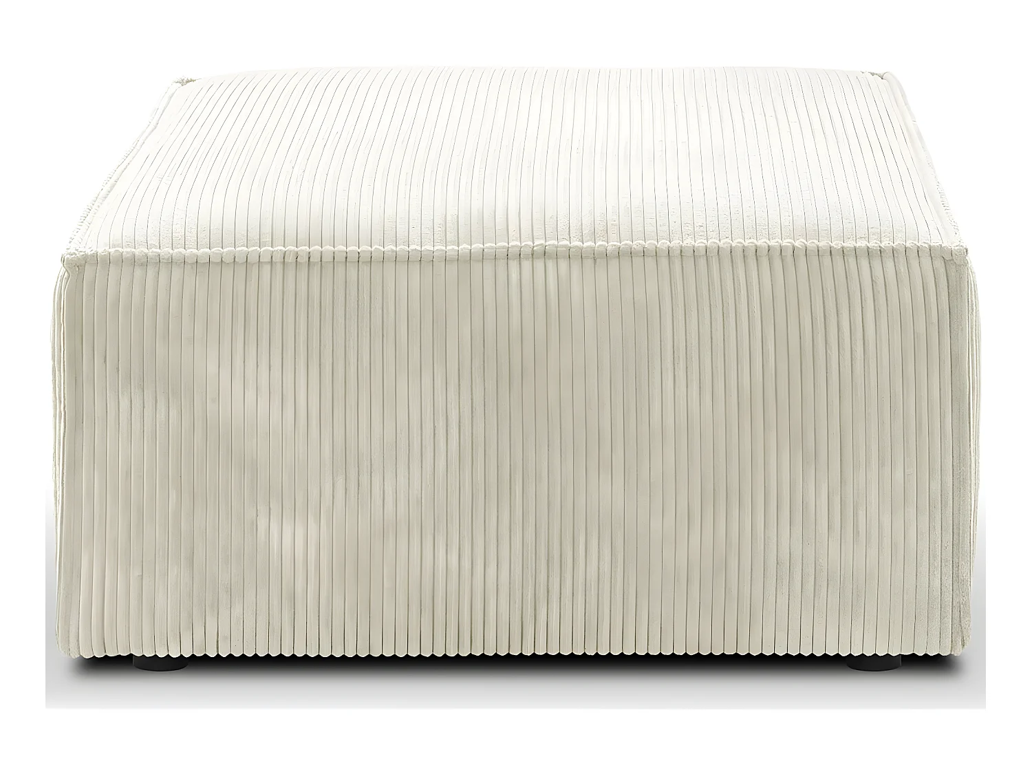 Pouf en velours côtelé beige - Livia