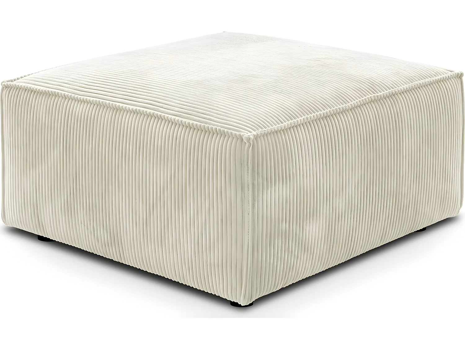 Pouf en velours côtelé beige - Livia