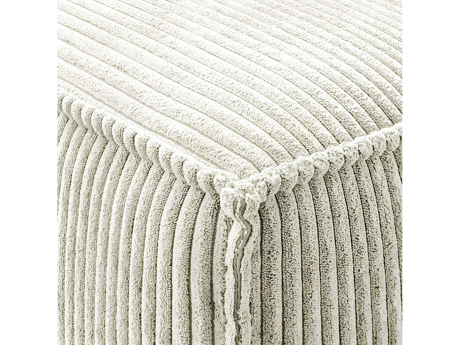 Pouf en velours côtelé beige - Livia