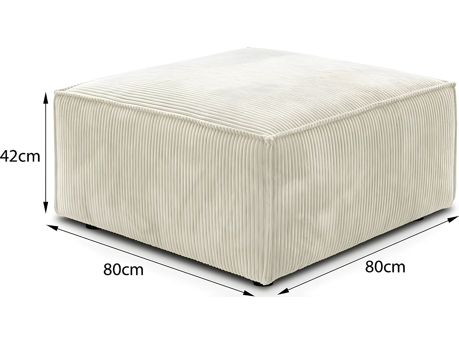 Pouf en velours côtelé beige - Livia