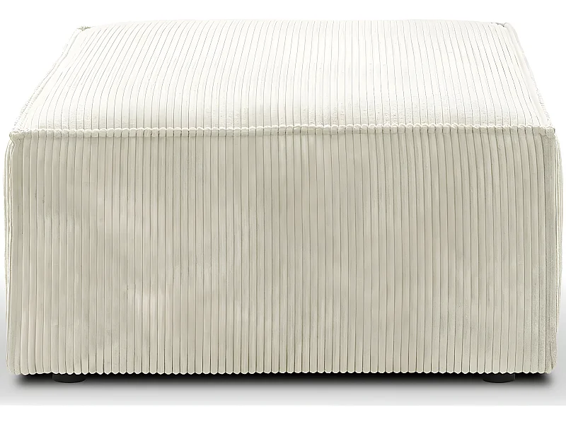 Pouf en velours côtelé beige - Livia