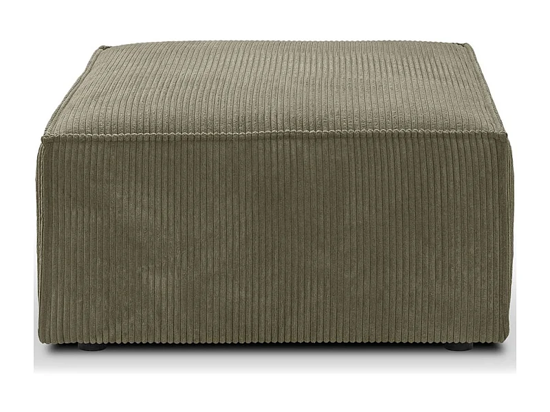 Pouf en velours côtelé vert kaki - Livia