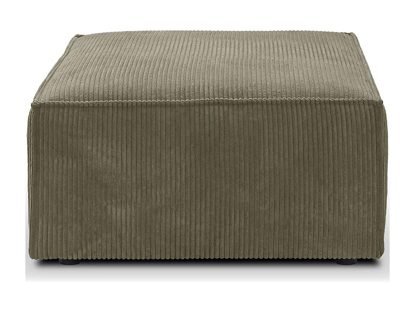 Pouf en velours côtelé vert kaki - Livia