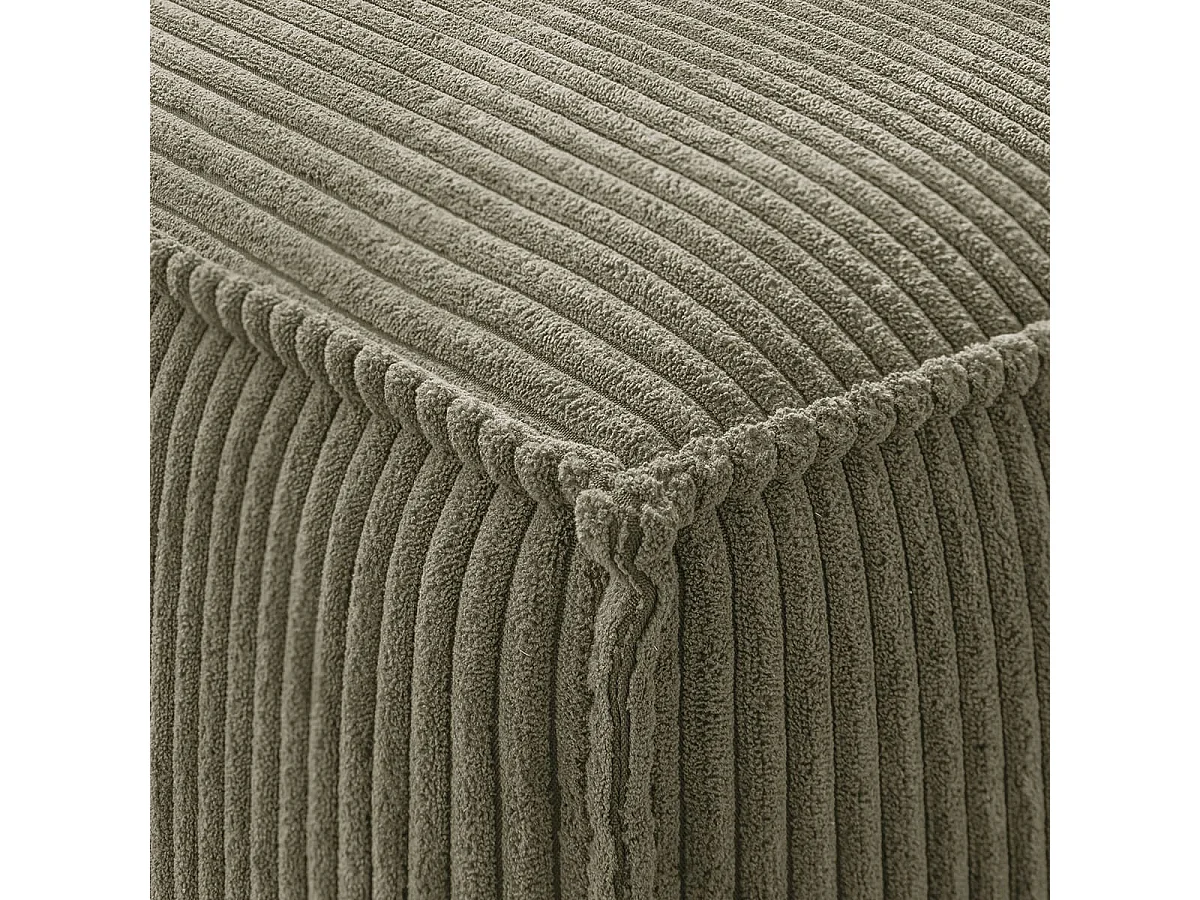 Pouf en velours côtelé vert kaki - Livia