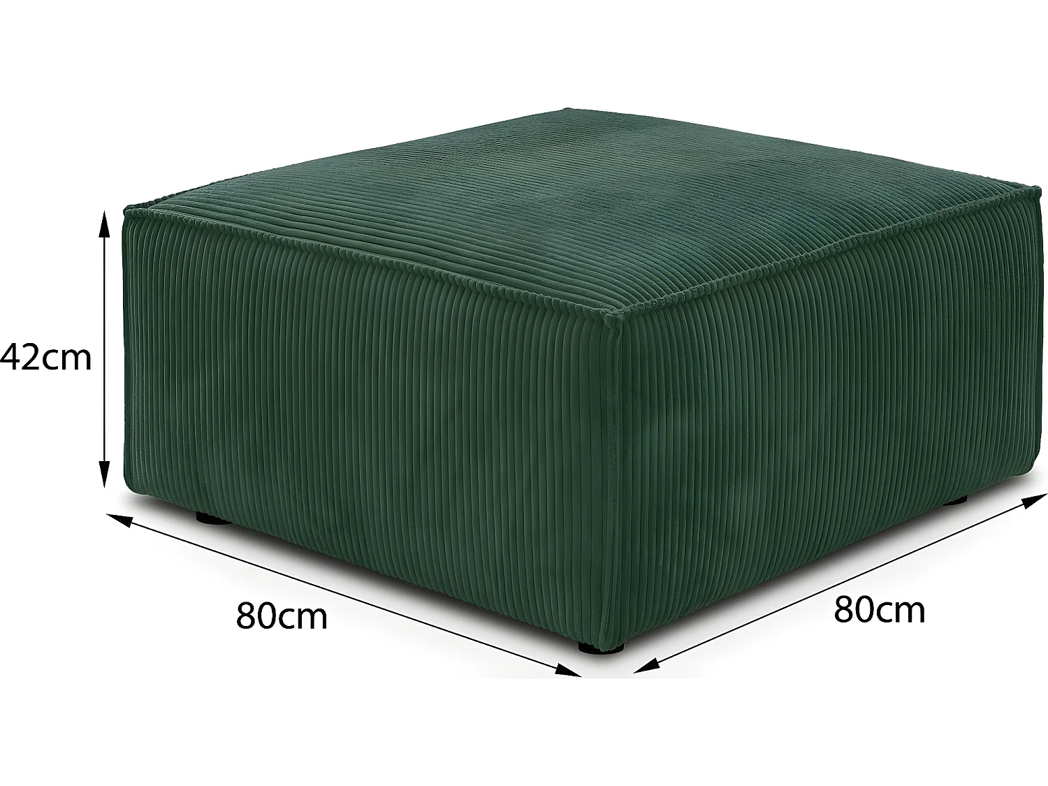 Pouf en velours côtelé vert forêt - Livia