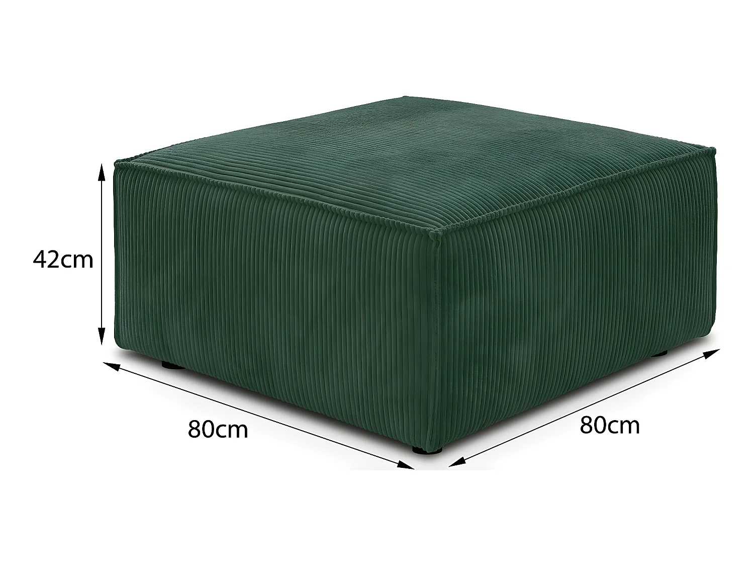 Pouf en velours côtelé vert forêt - Livia