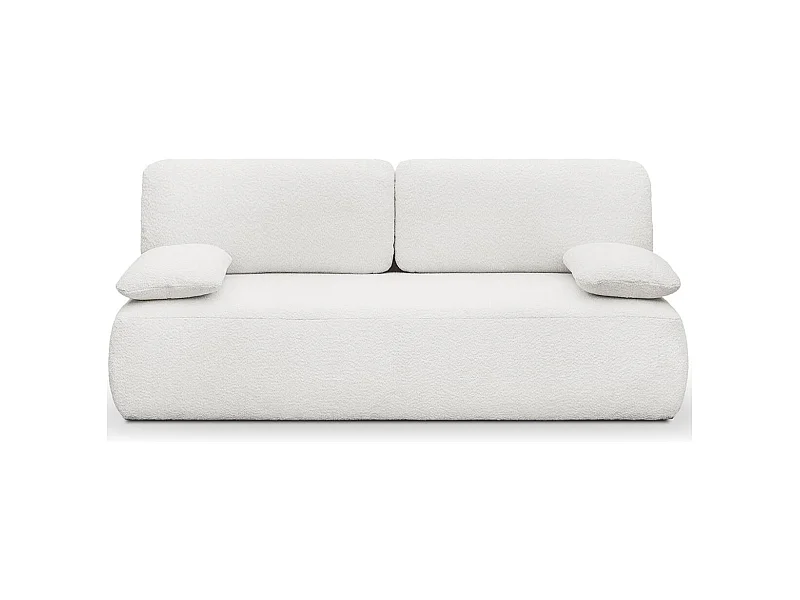 Canapé convertible 3 places avec coffre de rangement en tissu bouclette écru - Gemma