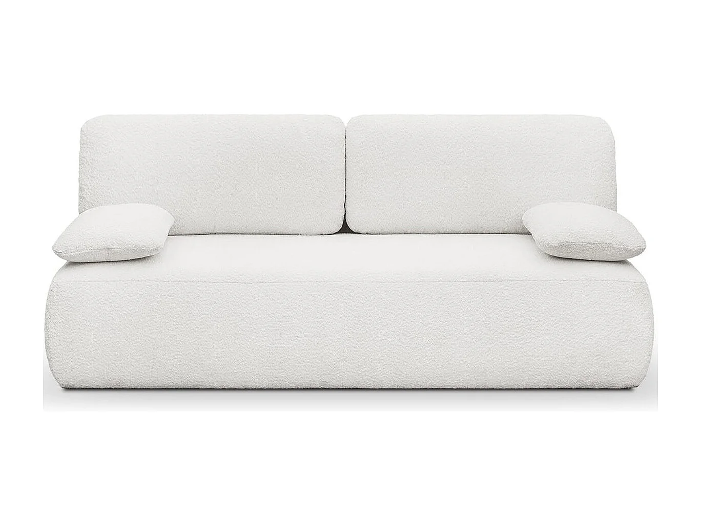 Canapé convertible 3 places avec coffre de rangement en tissu bouclette écru - Gemma