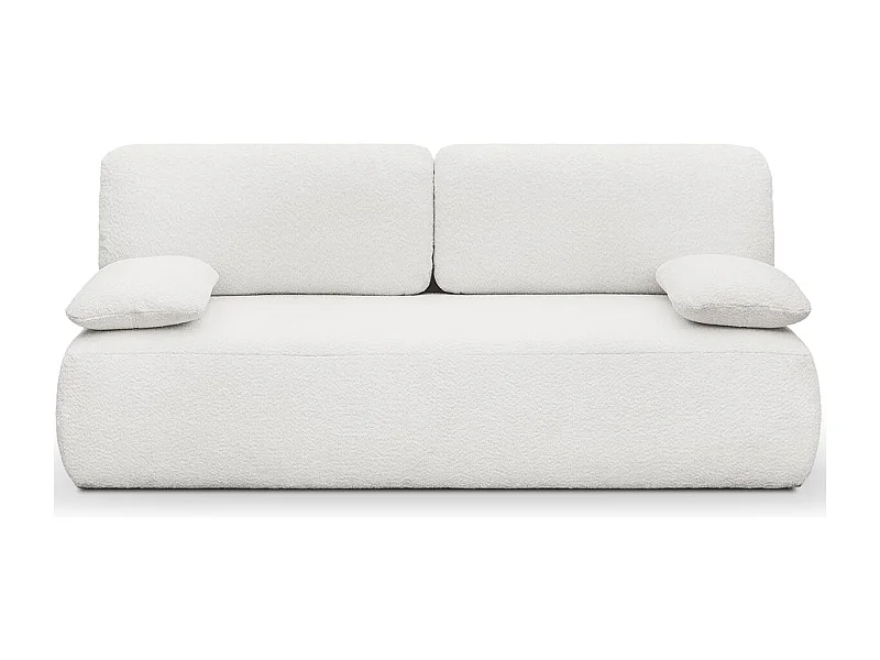 Canapé convertible 3 places avec coffre de rangement en tissu bouclette écru - Gemma